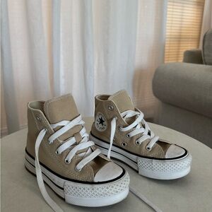 Kids Beige High-Top Sneakers